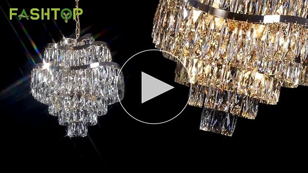 Fashtop 12 Lights 7-Tier K9 Crystal Gold Chandelier 20